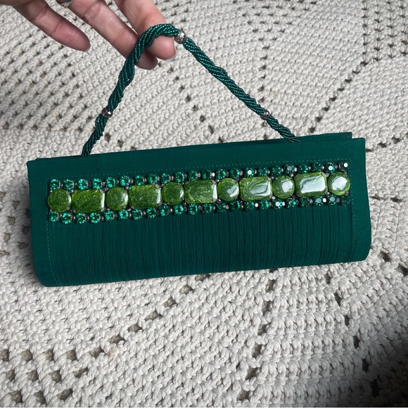 Handbags - NWT Designer Evening Clutch Bag Emerald Green Vintage look